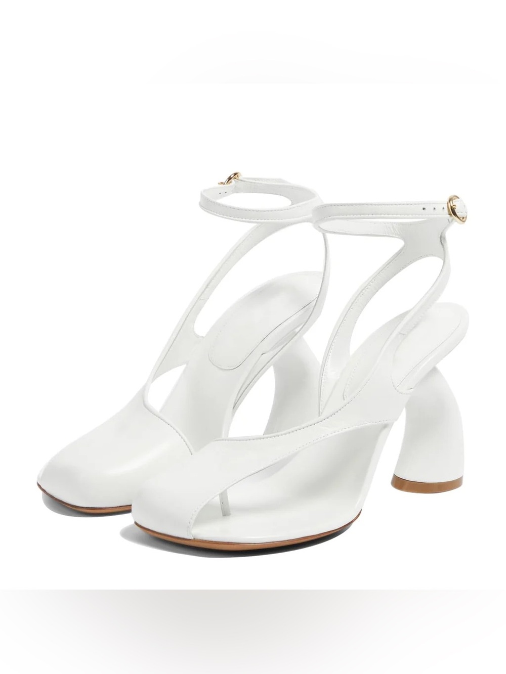 Dries Van Noten White Cutout Ankle-Strap Heels